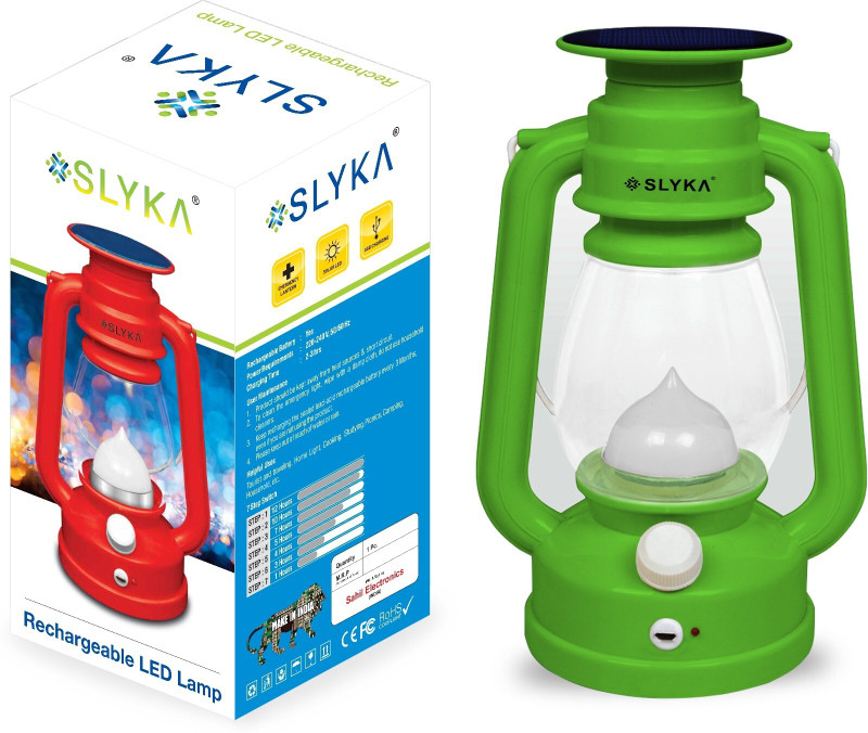 SLYKA Rechargeable Emergency Solar lantern Green Plastic Hanging Lantern(25 cm X 10 cm, Pack of 1)