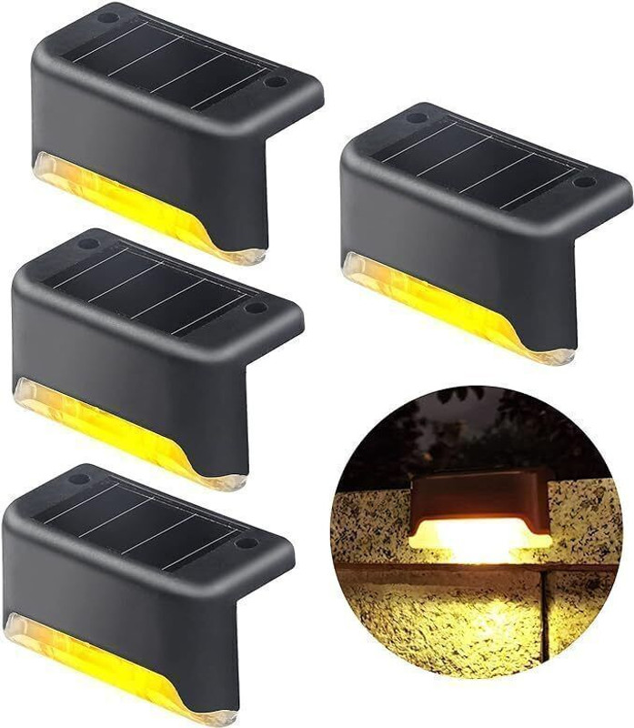 Xydrozen Solar Deck Lights 16 Pcs, Solar Step Lights Outdoor Waterproof-Black Solar Light Set(Wall Mounted Pack of 16)