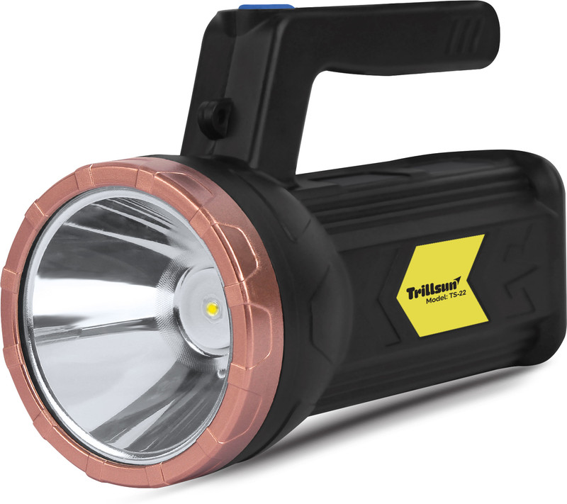 Trillsun Long Range High Beam 150W torch with SOS Blinker Rechargeable Torch(Black, 16 cm, Rechargeable)