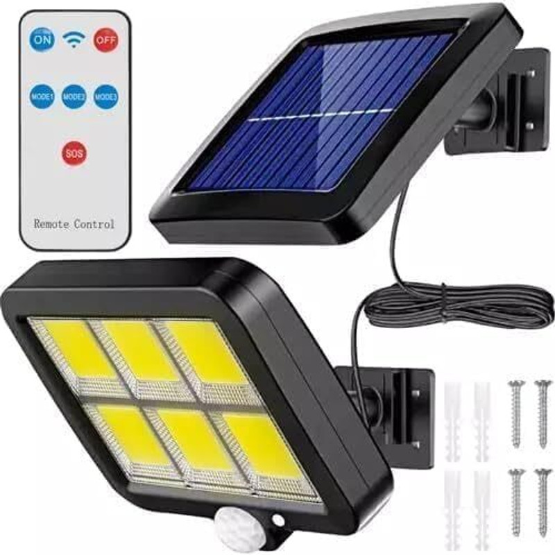 PINOPZA LED Solar Split Wall Lamp with Remote Control, 120 COB LED Outdoor Light Night Lamp(13 cm, Yellow)