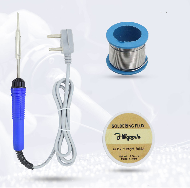 Hillgrove 3in1 Basic Iron Kit with 5 Meter Wire and Soldering Flux 25 W Simple(Flat Tip)