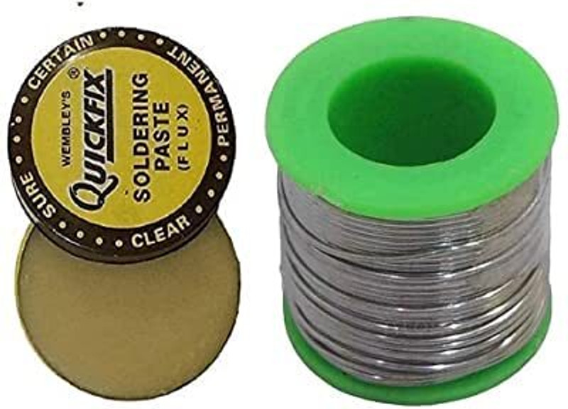 Sharum Crafts "60/40 Tin Lead Solder Wire 50g Reel + 15g Flux for DIY Hobby & Repair Work" 30 W Temperature Controlled(Round Tip)