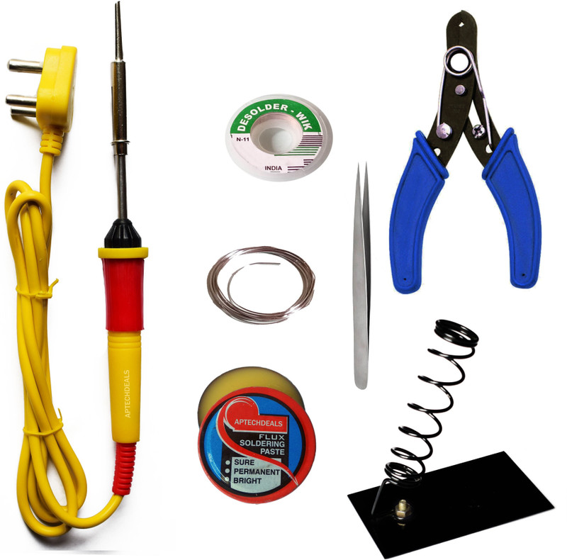 APTECHDEALS Beginners 6 in 1 Economy Soldering iron Kit/electric Soldering iron kit 7in1 Beginners 6 in 1 Economy Soldering iron Kit/electric Soldering iron kit 7in1 25 W Simple(Flat Tip)