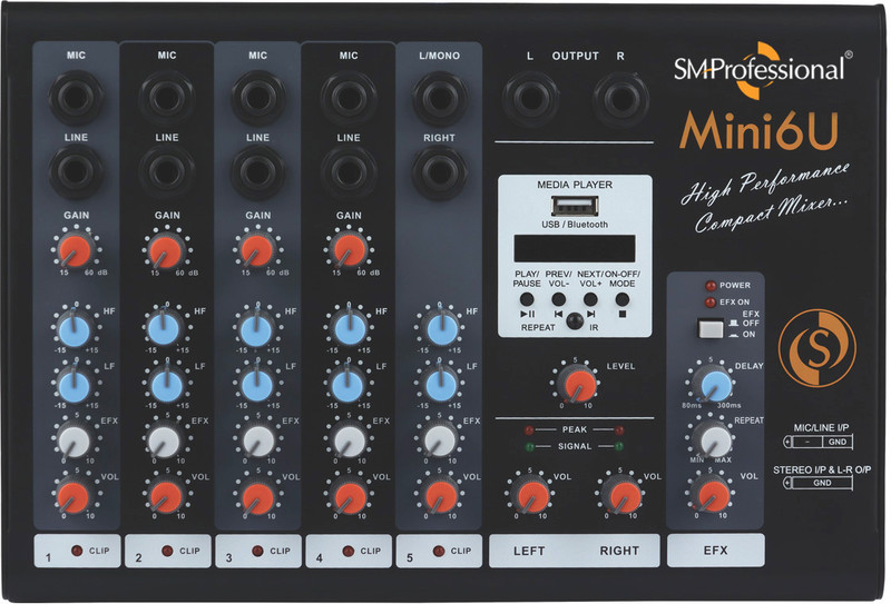 Studiomaster Mini 8U with Bluetooth, USB & Echo Analog Sound Mixer
