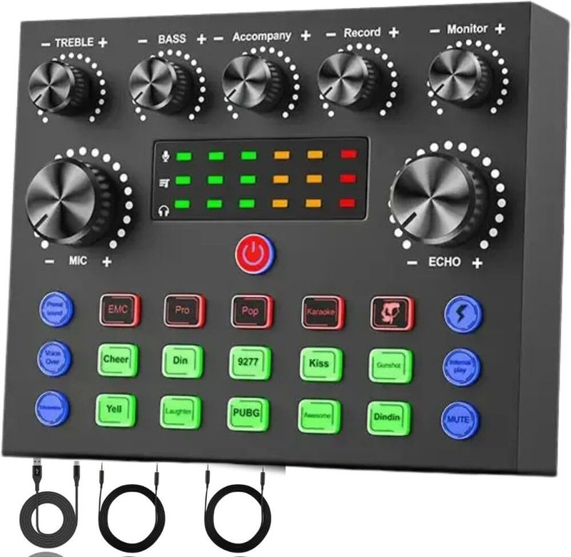 podmaster Professional Audio Mixer, V8S Live Sound Card and Audio Interface Sound Board Powered Sound Mixer