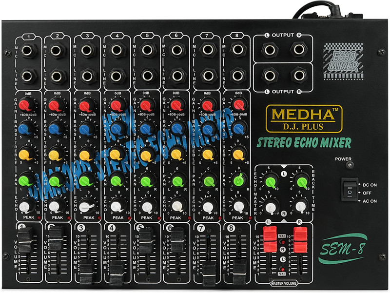 MEDHA Professional 8 Channel Stero Echo Mixer With Top Quality Digital Sound Mixer