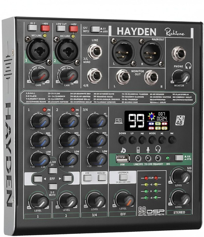 Hayden 4 Channel OTG Mixer with USB Audio Interface for Mobile, PC, Recording Digital Sound Mixer
