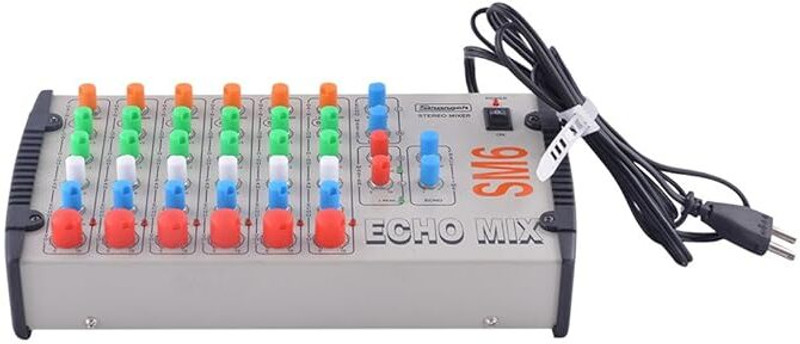 strranger SM6 Stranger SM-6 Professional 6 CHANNEL STERIO ECHO Analog Sound Mixer Analog Sound Mixer