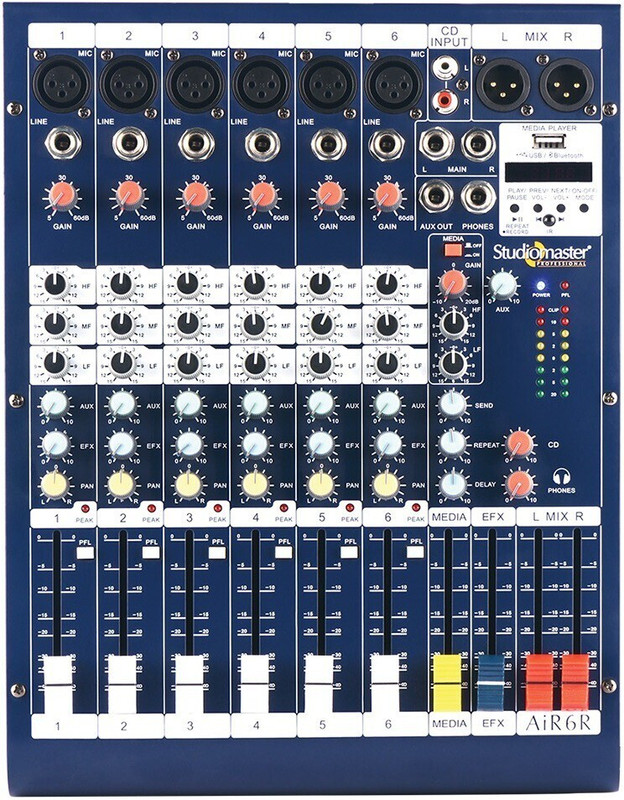 Studiomaster AIR-6R with Inbuilt Recorder, Bluetooth,USB & Echo Digital Sound Mixer