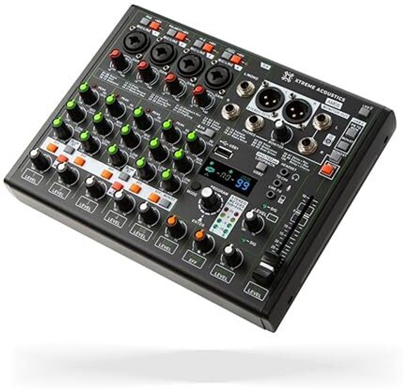 Xtreme Acoustics 8-Channel Professional Audio Mixer Console with USB & Bluetooth Analog Sound Mixer