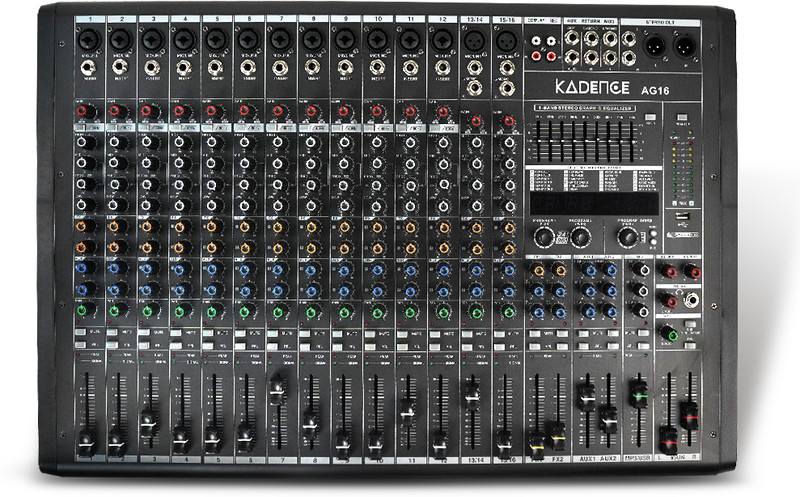 KADENCE AG16 16-Channel USB Audio Mixer Ideal for Studio, Live, and Broadcast Use Analog Sound Mixer