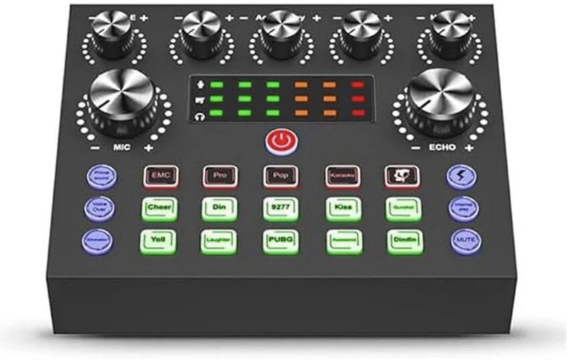 podmaster V8 Portable Audio Mixer Interface, Bluetooth Sound Card for Recording/Podcast Digital Sound Mixer