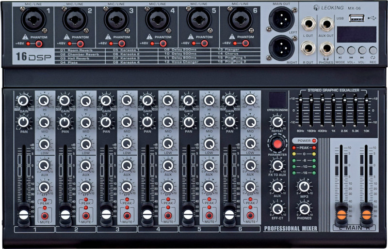 KH Bluetooth Compatible Professional Portable Digital Console USB 6 Channel Mixer Digital Sound Mixer