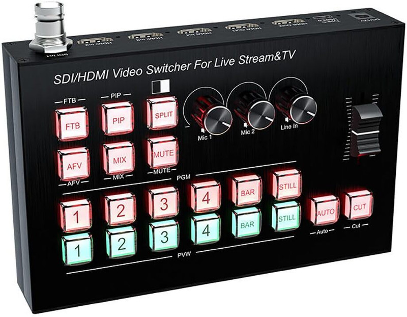 Etzin Multiple Camera SDI and HDMI Live Stream Video Mixer Switcher 1 SDI and 3 HDMI Digital Sound Mixer