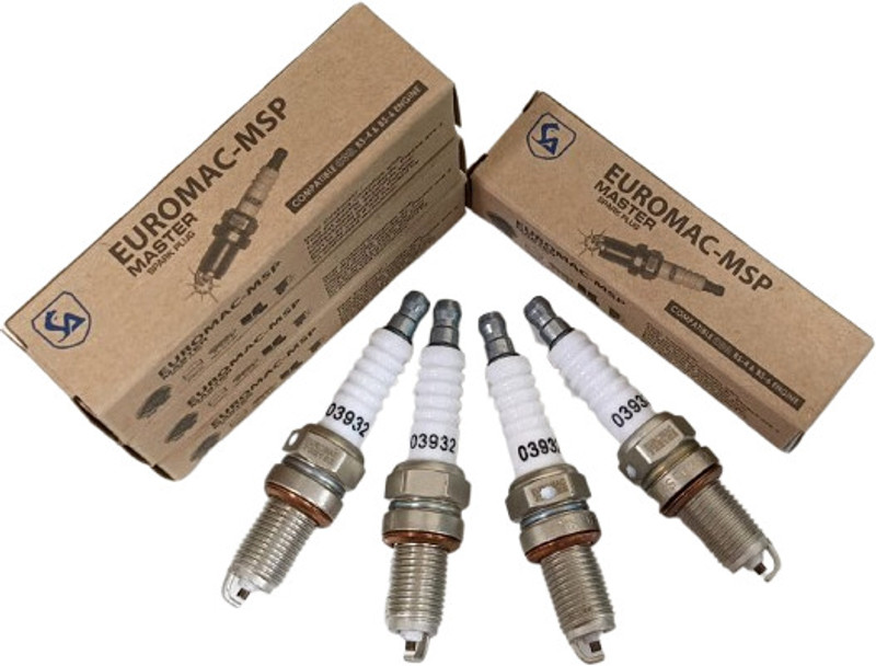 EUROMAC - MSP WAGON R, ALTO, ESTILO, XL6, BREZZA, VITARA, SWIFT, S PRESSO, S CROSS, CELERIO. CIAZ,ERTIGA,RITZ,A-STAR (K-SERIES ENGINE),BEAT,URBON CRUISER,GLANZA. Copper Spark Plugs(Pack of 4)