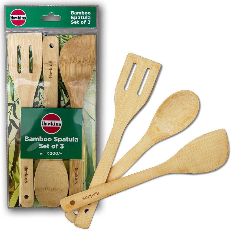 Hawkins Bamboo Spatula Set (BSPTL3) Wooden Spatula(Pack of 3)