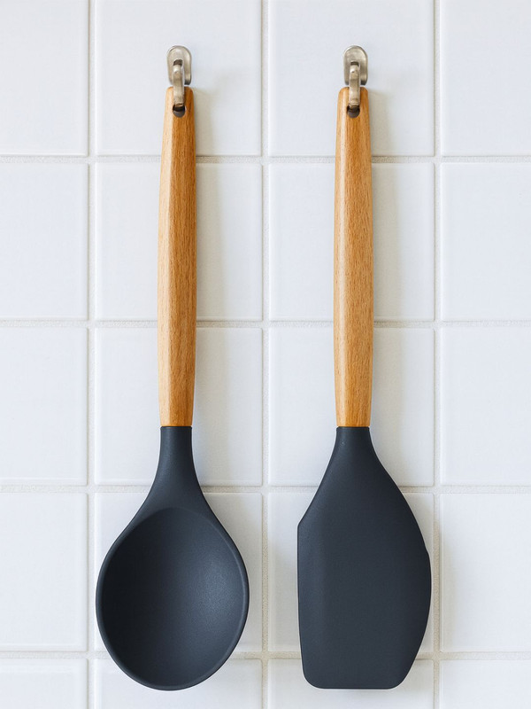 Baskety Slotted Spoon & Spoon Spatula Heat Resistant Cooking Tools for Frying, Serving Mixing Spatula(Pack of 2)
