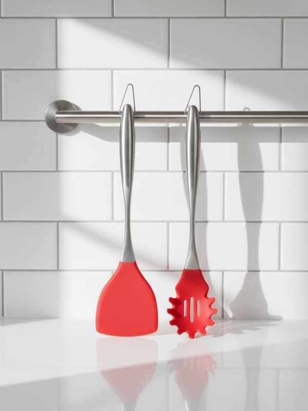 Ramkuwar Kitchen Stainless Steel Spatula and Pasta Server Cooking and Serving Tool Set Non-Stick Spatula(Pack of 2)