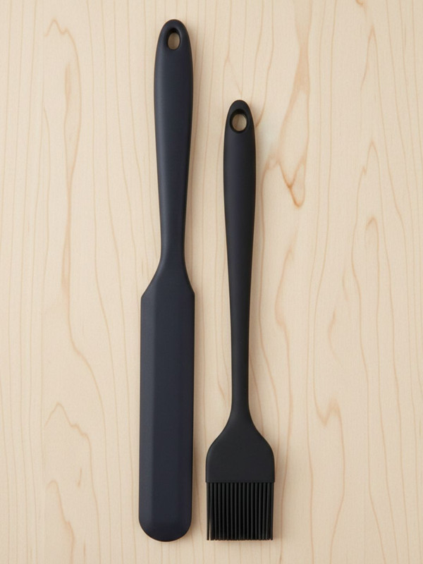 Ramkuwar Premium Silicone Jar Scraper Spatula and Oil Brush Set Kitchen Utensils Non-Stick Spatula(Pack of 2)