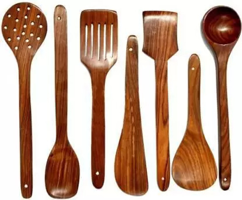 Noshy Enterprises Wooden Spatula (Pack of 7) Kitchen Tool Set(Multicolor, Spatula)