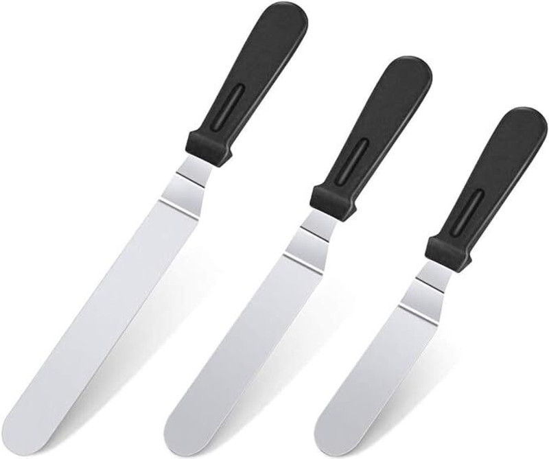 Bake Vale 3 Pc 6' 8' 10' Steel Icing Spatula Set Palette Knife for Spreading and Smoothing Offset Spatula(Pack of 3)