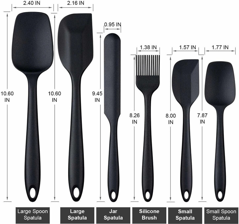 GREENPORT Silicone Spatula Sets of 6 Pcs 100% Food Grade Silicone (Black) Non-Stick Non-Stick Spatula(Pack of 6)