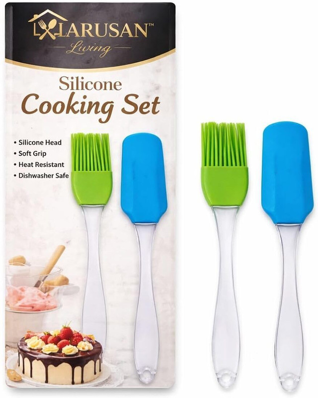 ARUSAN living 2-Piece Silicone Kitchen Set – Heat-Resistant Basting Brush & Spatula Mixing Spatula(Pack of 2)
