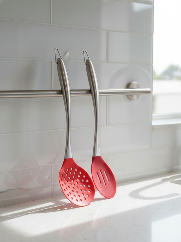 Baskety Steel Ladle & Serving Spoon Long Handle for Frying, Flipping and Serving Mixing Spatula(Pack of 2)