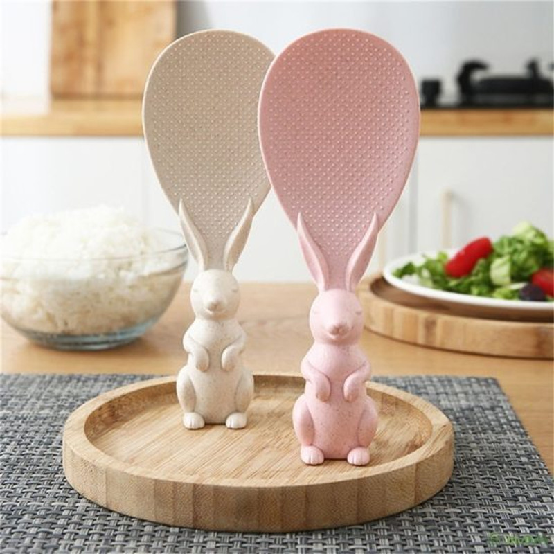 AEVYRON Rabbit Standing Rice Spoon Non-Stick Rice Serving Rice Spatula(pack of 2) Kitchen Scoop
