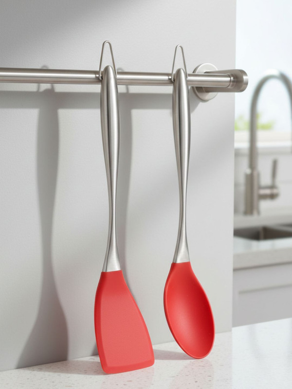 Ramkuwar Multipurpose Steel Spatula and Hole Spoon for Frying, Flipping and Straining Non-Stick Spatula(Pack of 2)