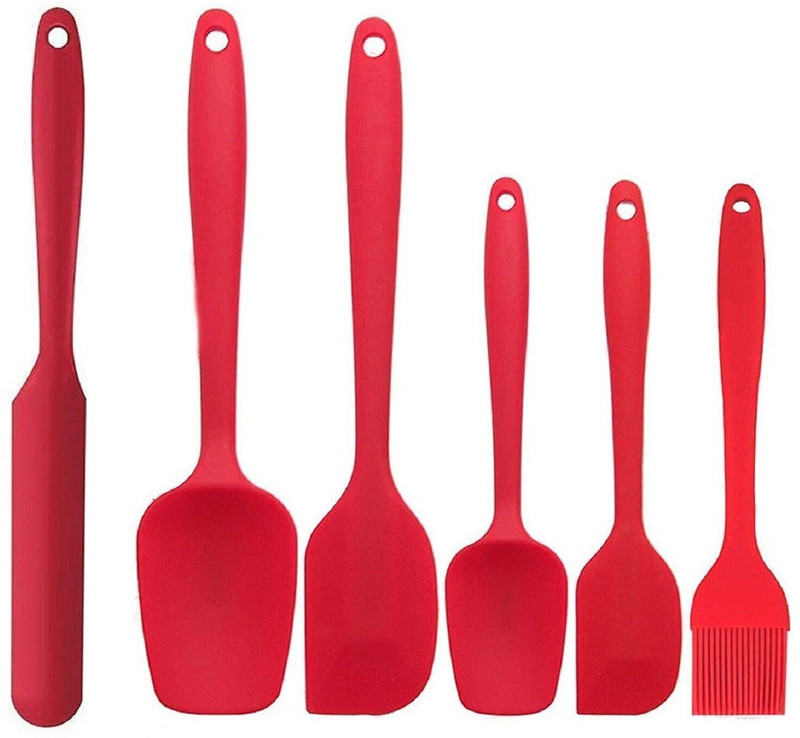 BHAVI CREATION Silicone Spatula Sets of 6 Pcs Made of 100% Food Grade Silicone One Piece Design Seamless Heat-Resistant Spatula Perfect for Spatula Cooking, Baking and Mixing (Red) Color Red Type Rubber Blade Material Silicone Handle Material Silicon Additional Features Heat Resistance 450 degree C