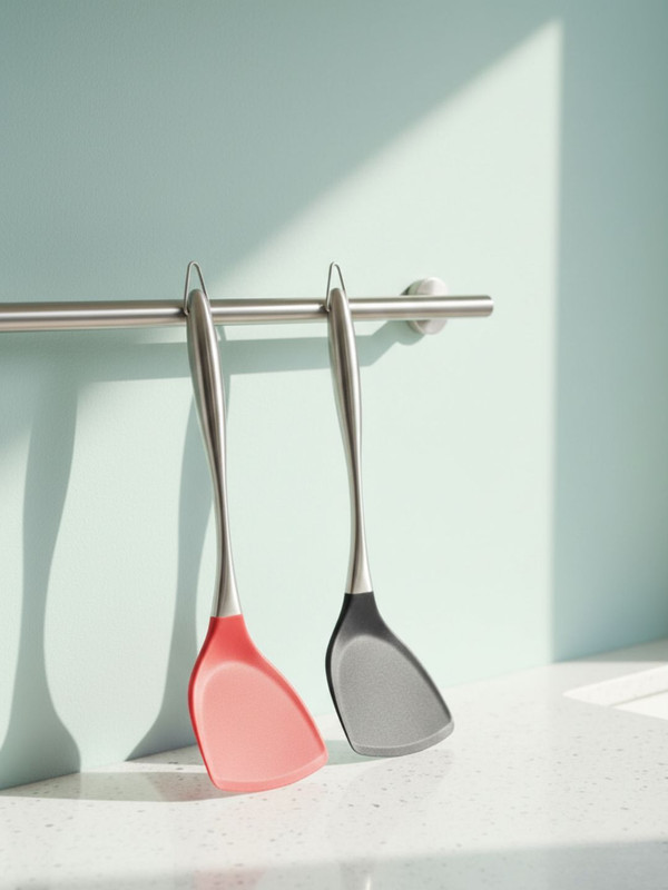 Ramkuwar Heavy Steel Serving Spatula Kitchen Utensil for Flipping, Stirring, and Serving Non-Stick Spatula(Pack of 2)