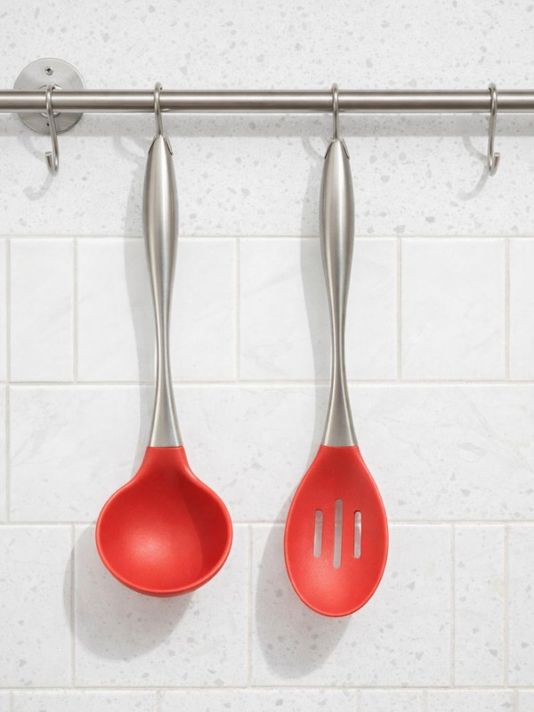 Ramkuwar Steel Ladle and Hole Spoon Set Kitchen Utensils for Cooking and Draining Non-Stick Spatula(Pack of 2)