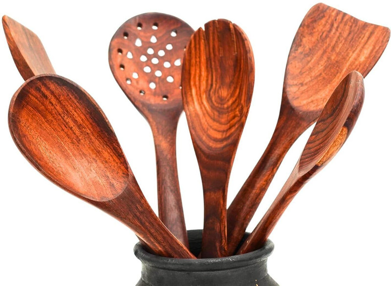 Twin Palmyra Rosewood Spatulas Wooden Spatula(Pack of 6)
