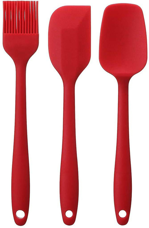 OICIA Silicone Spoon & Spatula Set, Non-Stick Baking Spatulas, Cooking Oil Brush Non-Stick Spatula(Pack of 3)