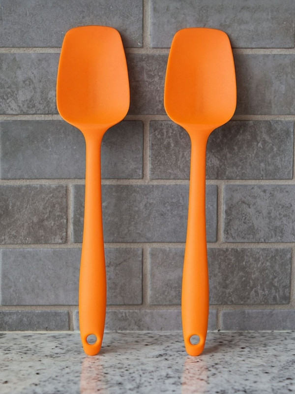 Baskety Premium Silicone Serving Spoon Spatula for Cooking Mixing and Serving Mixing Spatula(Pack of 2)