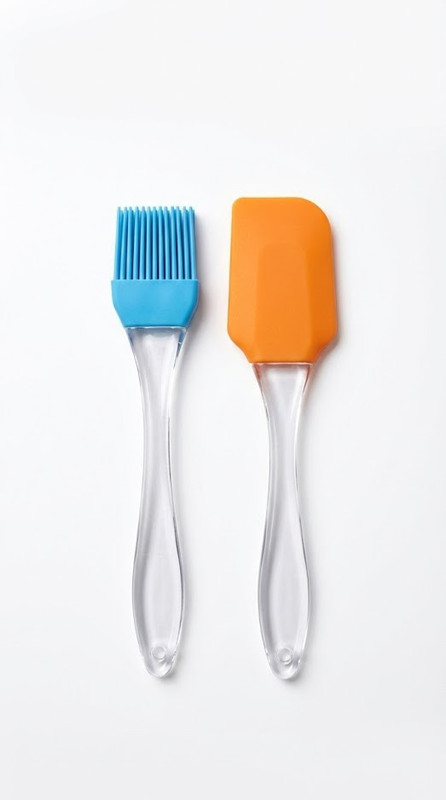 GESOMMORE Travel Friendly Mini Oil Brush & Spatula for Kids | Safe Baking Tools | Mixing Spatula(Pack of 2)