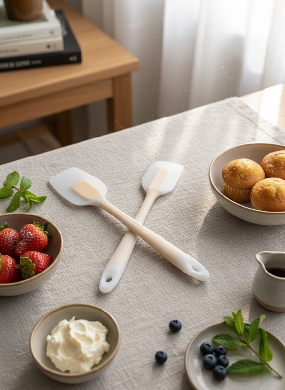 ZUCLLIN Silicone Spatula Set Flexible Non-Stick Cooking Tool,slim-profile handle Slotted Spatula(Pack of 2)
