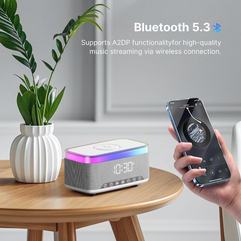 AK10ZONE Portable Bluetooth Speaker with 15W Fast Wireless Charging Speaker Mod(Compatible only with Smartphone, TV, Tablets, Laptops)