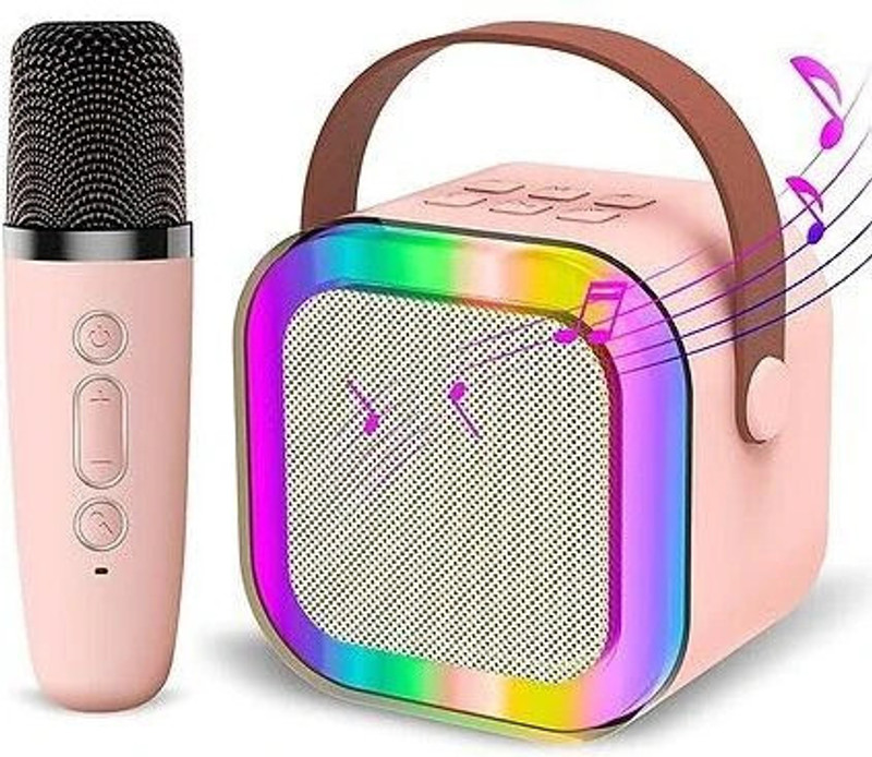 Eewe Mini Karaoke Speaker for Kids & Adults with Wireless Mic, Lights, & Bluetooth Speaker Mount