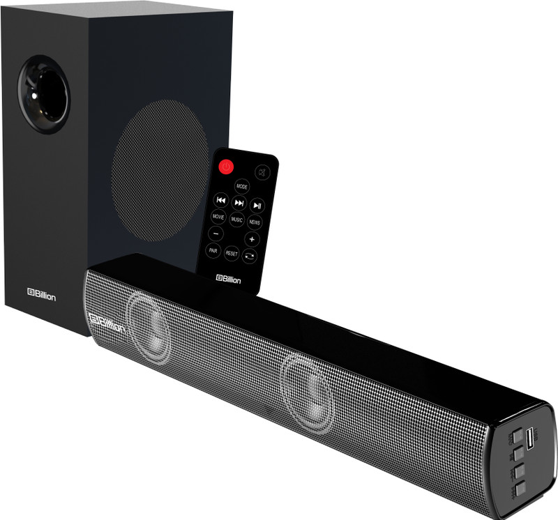 Billion Thunder 60, 60 Watts, 2.1 Channel, Immersive cinematic experience, EQ Modes 60 W Bluetooth Soundbar(Black, 2.1 Channel)