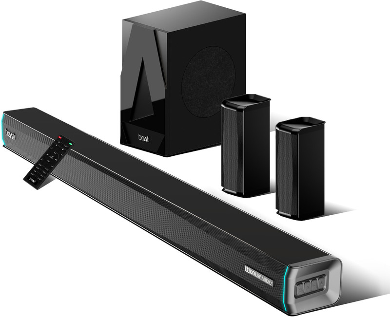 boAt Aavante Bar 5400D w/ Dolby Audio, 6 Drivers Surround Sound & Wireless Satellites 550 W Bluetooth Soundbar(Black, 5.1 Channel)