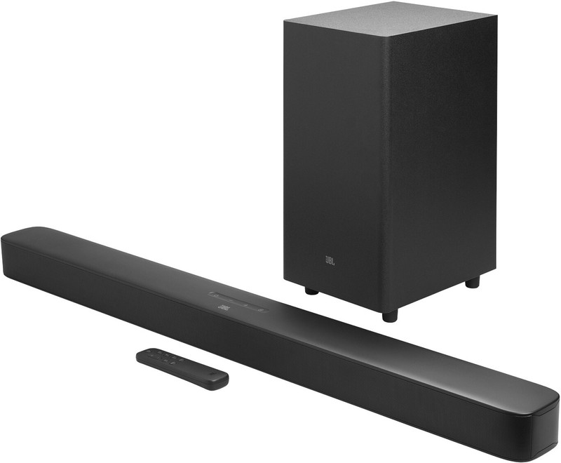 JBL Bar 2.1 Essential Dolby Digital with Powerful Bass, Wireless Subwoofer, HDMI ARC 440 W Bluetooth Soundbar(Black, 2.1 Channel)