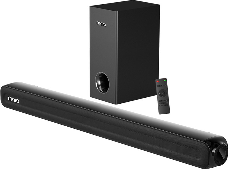 MarQ by Flipkart Thunder 160, 160 Watts, 2.1 Channel, Immersive cinematic experience, EQ Modes 160 W Bluetooth Soundbar(Black, 2.1 Channel)