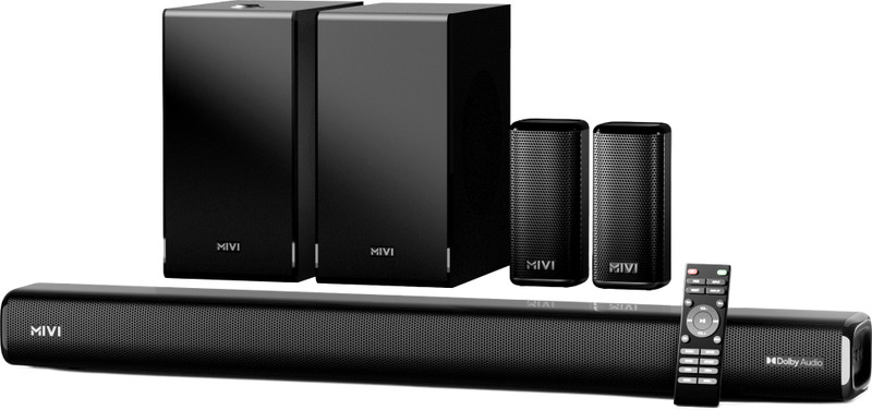 Mivi Fort Sonic 900 Soundbar, Dual Subwoofers, Dolby Audio, 5.2 Channel 900 W Bluetooth Soundbar(Black, Silver, 5.2 Channel)
