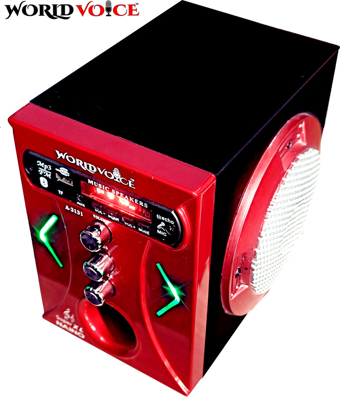world voice BT SUPER-XL RED NANO4 LED Sub-woofer & ECHO MIC SYSTEM BT/FM/MP3/USB/SD-Card/AUX 160 W Bluetooth Home Audio Speaker(Red, Stereo Channel)