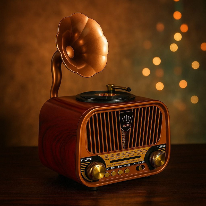 fire turtle Vintage FM Radio , Bluetooth Speaker Type-C Charging, USB & SD Card , For Gift 10 W Bluetooth Home Audio Speaker(Brown, 2.0 Channel)