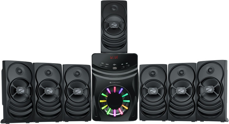 ZEBRONICS SPARK 207 with13.33cm Subwoofer,RGB,Bluetooth,USB,AUX,Wall-Mountable 140 W Bluetooth Home Audio Speaker(Black, 7.1 Channel)
