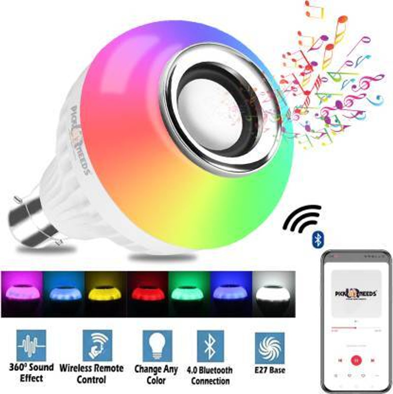 Treadmill Led Bulb With Bluetooth Speaker Music Light Bulb B22 LED White + RGB Light 10 W Bluetooth Home Audio Speaker(White, 4.1 Channel)