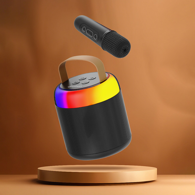 PTron Funk Play / Fusion Tunes w/ Karaoke Mic, 10W Pristine Sound, 8Hrs Playtime 10 W Bluetooth Speaker(Black, Mono Channel)